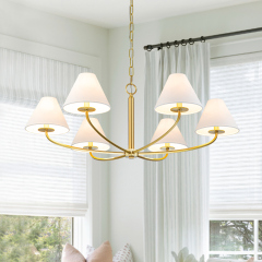Traditional Mid-century Modern Metal Chandelier with Curved 6-Arm Design for Living Room/ Dining Room/ Bedroom