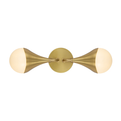 2-Light Modern Teardrop Aged Brass Vanity Light Bracket Opal Globe Wall Sconce For Bedroom/ Bathroom/ Hallway/ Entryway