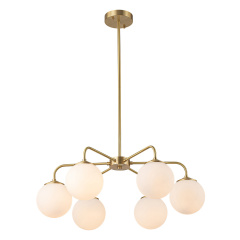 6-light Modern Glam Bubble Chandelier Milky Glass Globe Hanging Light for Living Room Dining Room Dining Table