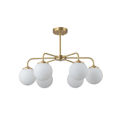 6-light Modern Glam Bubble Chandelier Milky Glass Globe Hanging Light for Living Room Dining Room Dining Table