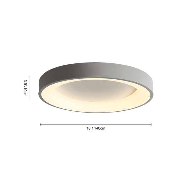 Modern Minimalist Round Shape LED Flush Mount Grey Ceiling Light for Living Room Hallway Home Office