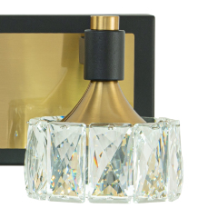 LED Modern 19.7" Wide 3 Light Crystal Wall Sconce Vanity Light in Black+Brass Finish for Bedroom Bathroom Hallway