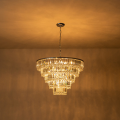 17-Light Modern Luxury Dimmable Chandelier in Tassel Crystal Tiered Style for Living Room/ Dining Room/ Restaurant/ Bedroom