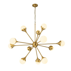 12-Light Modern Sunbrast Sputnik Chandelier in Brass Finish for Living Room/ Dining Room/ Restaurant/ Bedroom