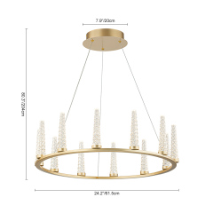 Dimmable LED Luxury Modern Wagon Wheel Chandelier with Acrylic Shade for Dining Table/ Kitchen/ Entryway/ Entrance