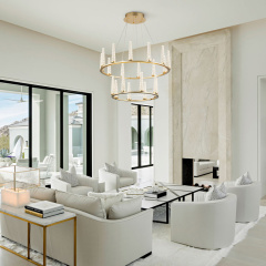 Dimmable LED Luxury Modern Wagon Wheel Chandelier with Acrylic Design for Dining Table/ Kitchen/ Entryway/ Entrance