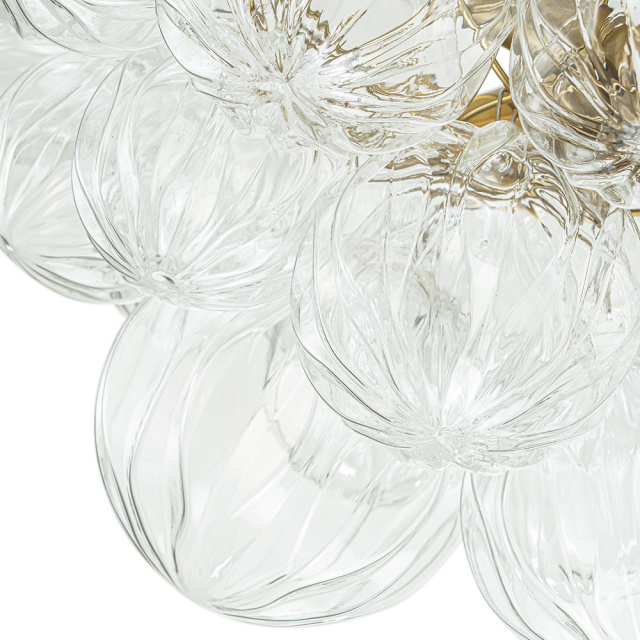 Glam Modern Cluster Petal Glass Bubble Semi Flush Mount Sputnik Ceiling Chandelier for Bedroom Dining Room Living Room