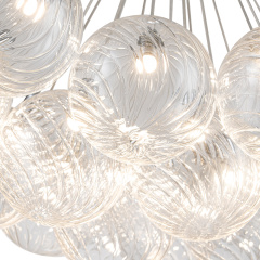 Glam Modern Dimmable LED Cluster Chandelier with Swirled Glass Bubble Design for Living Room/ Dining Room/ Restaurant/ Bedroom