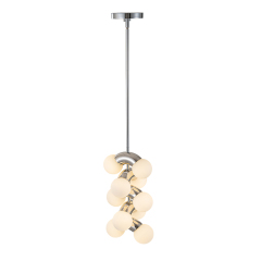 10-Light Modern Cylindrical Module Multi-Tiered Geometric Pendant Light in Opal Glass Globe For Bedroom Study Room Living Room