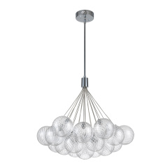 Glam Modern Dimmable LED Cluster Chandelier with Swirled Glass Bubble Design for Living Room/ Dining Room/ Restaurant/ Bedroom