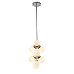 10-Light Modern Cylindrical Module Multi-Tiered Geometric Pendant Light in Opal Glass Globe For Bedroom Study Room Living Room