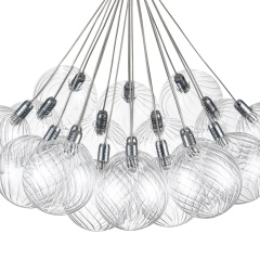 Glam Modern Dimmable LED Cluster Chandelier with Swirled Glass Bubble Design for Living Room/ Dining Room/ Restaurant/ Bedroom