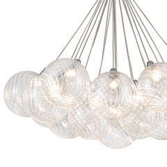 Glam Modern Dimmable LED Cluster Chandelier with Swirled Glass Bubble Design for Living Room/ Dining Room/ Restaurant/ Bedroom