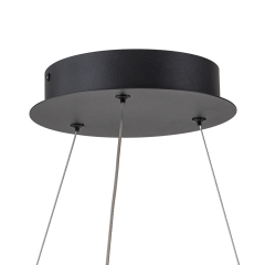 Dimmable LED Chandelier Modern Ring Circles Black Linear Hanging Light in 3000K Warm White for Bedroom Living Room Dining Room