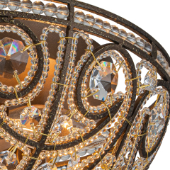 Decorative Modern Roman Style 3-Light Flush Mount Chandelier with Crystal Glass Beads for Study Room Dining Room Bedside