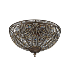 Decorative Modern Roman Style 3-Light Flush Mount Chandelier with Crystal Glass Beads for Study Room Dining Room Bedside