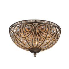 Decorative Modern Roman Style 3-Light Flush Mount Chandelier with Crystal Glass Beads for Study Room Dining Room Bedside