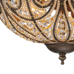 Decorative Modern Roman Style 3-Light Flush Mount Chandelier with Crystal Glass Beads for Study Room Dining Room Bedside