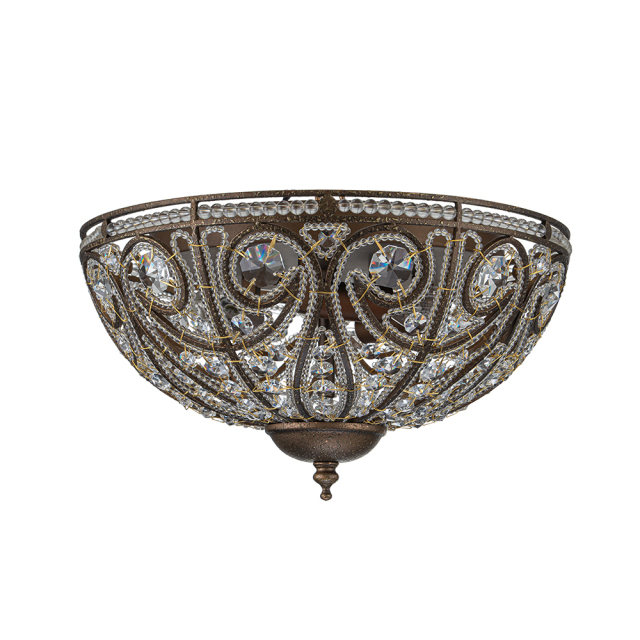 Decorative Modern Roman Style 3-Light Flush Mount Chandelier with Crystal Glass Beads for Study Room Dining Room Bedside