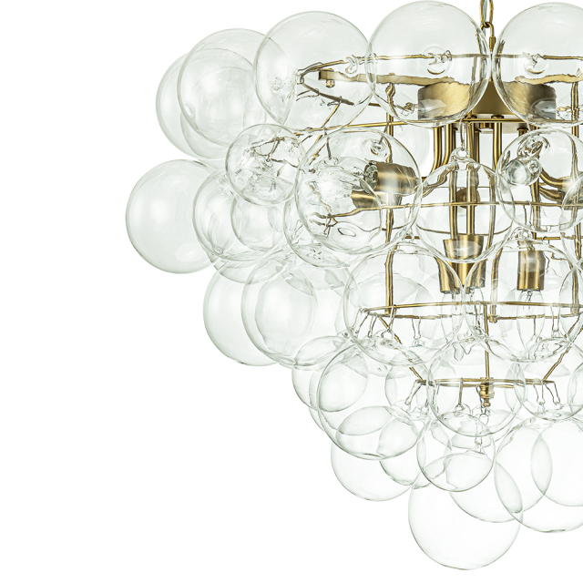 Glam Modern Cluster Petal Glass Bubble Chandelier Large Sputnik Hanging Light Fixture for Dining Room Living Room Bedroom