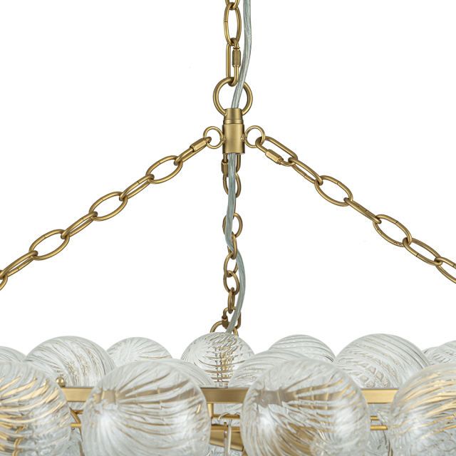 Luxury Large Modern Cluster Cloud Bubble Chandelier Ribbed Glass Brass Hanging Light for Dining Room Living Room Bedroom