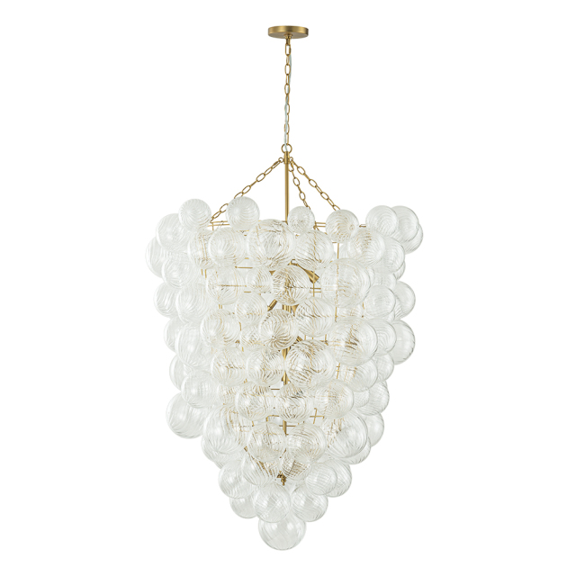 Glam Luxury Modern Cluster Pineapple Bubble Ribbed Glass Chandelier Entry Hanging Light Fixture for Dining Room Living Room Bedroom