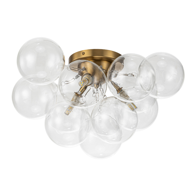 Modern Clear Glass Bubble Ceiling Chandelier Glass Semi Flush Mount for Living Room Dining Room Bedroom