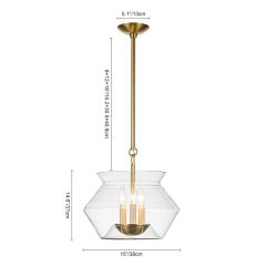 3-Light Modern Minimalist Valley Lighting Clear Glass Jar Pendant Light For Living Room/ Dining Room/ Kitchen