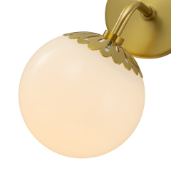Minimalist Modern Polished Brass Opal Glass Globe Wall Sconces Wall Lights for Front Door/ Entryway/ Mirror/ Bathroom