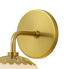 Minimalist Modern Polished Brass Opal Glass Globe Wall Sconces Wall Lights for Front Door/ Entryway/ Mirror/ Bathroom