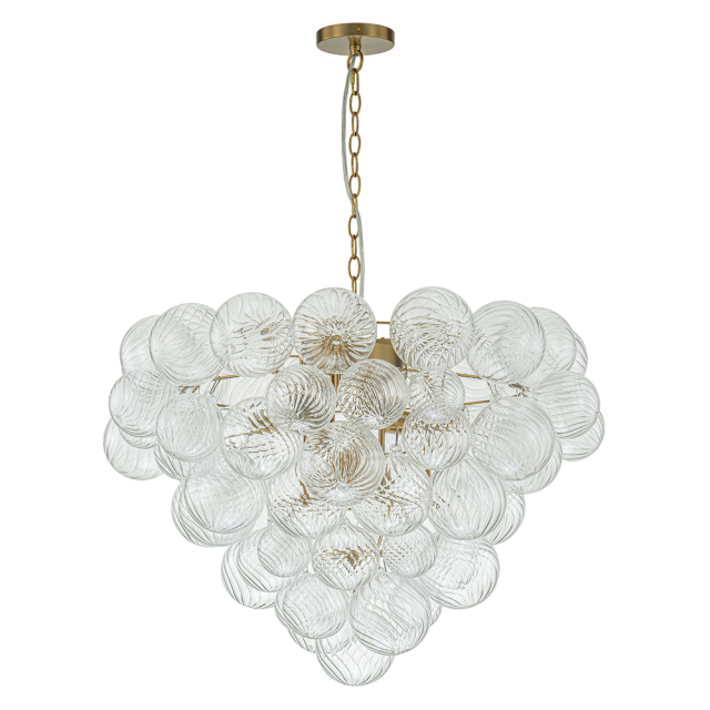 Glam Modern Cluster Grape Bubble Chandelier Texture Ribbed Glass Hanging Light Fixture for Dining Room Living Room Bedroom