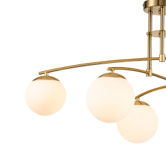Mid-Century Modern Sputnik Branching Opal Glass Bubble Semi Flush Chandelier for Living Room Dining Room Bedroom
