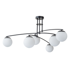 Mid-Century Modern Sputnik Branching Opal Glass Bubble Semi Flush Chandelier for Living Room Dining Room Bedroom
