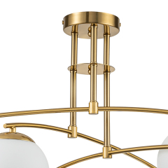 Mid-Century Modern Sputnik Branching Opal Glass Bubble Semi Flush Chandelier for Living Room Dining Room Bedroom