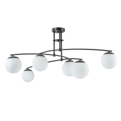 Mid-Century Modern Sputnik Branching Opal Glass Bubble Semi Flush Chandelier for Living Room Dining Room Bedroom