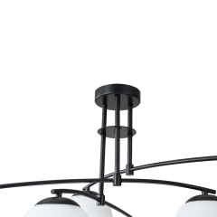 Mid-Century Modern Sputnik Branching Opal Glass Bubble Semi Flush Chandelier for Living Room Dining Room Bedroom