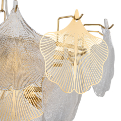 8-Light Designer Glam Modern Ginkgo Leaf Entry Chandelier Glass Shell Pendant for Living Room/ Dining Room/ Kitchen