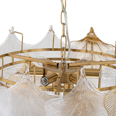 8-Light Designer Glam Modern Ginkgo Leaf Entry Chandelier Glass Shell Pendant for Living Room/ Dining Room/ Kitchen