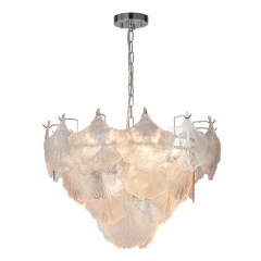 8-Light Designer Glam Modern Ginkgo Leaf Entry Chandelier Glass Shell Pendant for Living Room/ Dining Room/ Kitchen