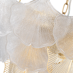 8-Light Designer Glam Modern Ginkgo Leaf Entry Chandelier Glass Shell Pendant for Living Room/ Dining Room/ Kitchen