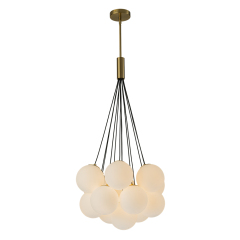 13-Light Modern Mid-Century Brass Cluster Cloud Style Opal Glass Chandelier Light for Dining Room/ Living Room/ Kid's Bedroom