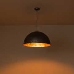 Modern Industrial Farmhouse One Light Dome Pendant Lighting Hammered Style Hanging Light for Kitchen Island Dining Room