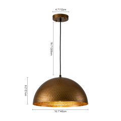Modern Industrial Farmhouse One Light Dome Pendant Lighting Hammered Style Hanging Light for Kitchen Island Dining Room