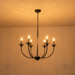 Modern Farmhouse Candle Style Empire Island Chandelier Curved Arms Hanging Light for Living Room/ Dining Room/ Restaurant