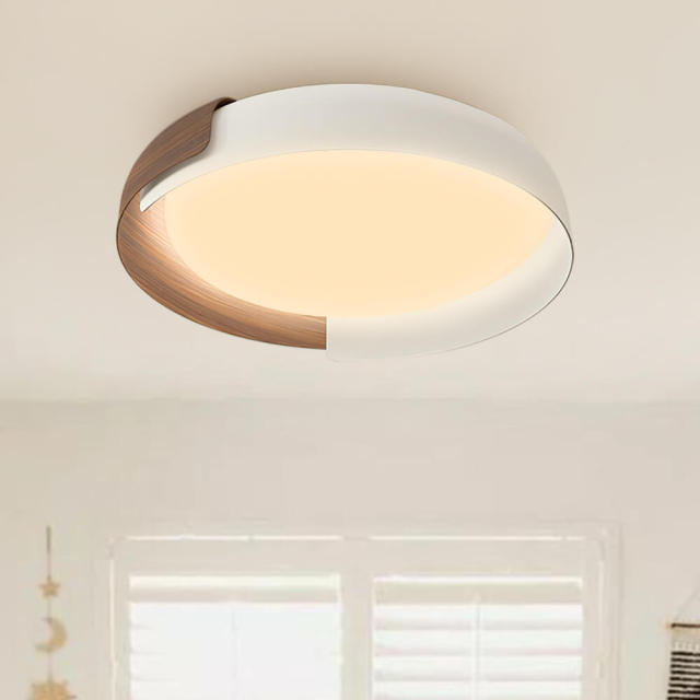 Modern Minimalist Round LED Flush Mount Ceiling Light with Acrylic & Metal For Hallway Home Office Living Room