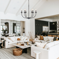 Modern Farmhouse Candle Style Empire Island Chandelier Curved Arms Hanging Light for Living Room/ Dining Room/ Restaurant
