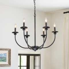 Modern Farmhouse Candle Style Empire Island Chandelier Curved Arms Hanging Light for Living Room/ Dining Room/ Restaurant
