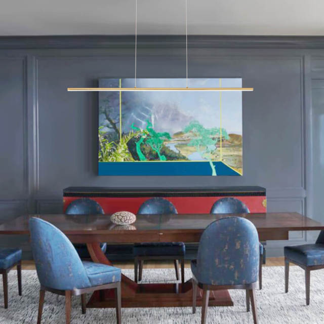 LED Modern Linear Chandelier Slender Tube Pendant Lighting for Home Office Dining Room Kitchen Island