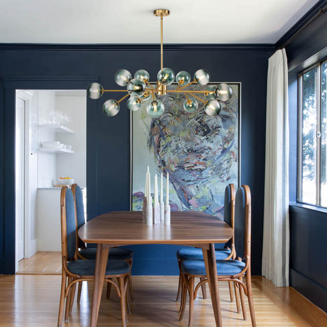 15-Light Glam Modern Mid-century Branching Sputnik Blue Glass Globes Chandelier for Living Room/ Dining Room/ Bedroom