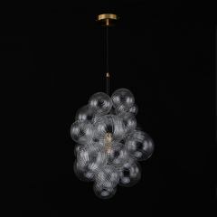 Modern Minimalist Cluster Grape Style Ribbed Glass Chandelier Pendant Light for Dining Room/ Living Room/ Kid's Bedroom
